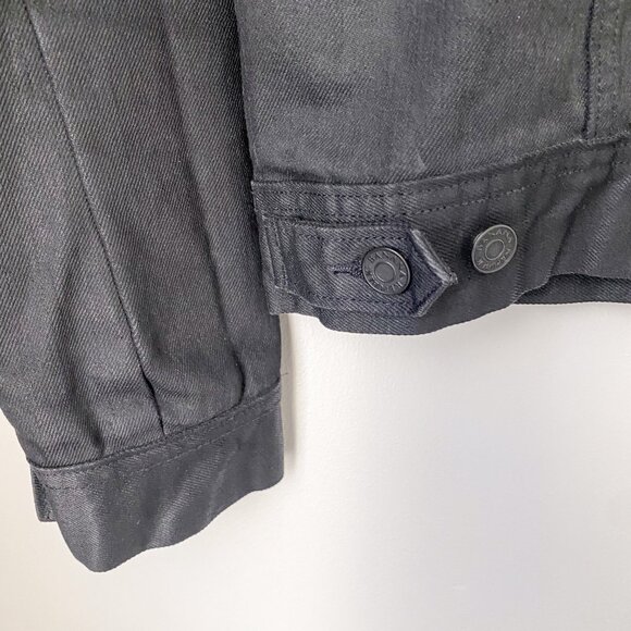 Banana Republic Black Coated Denim Trucker Jacket Men’s Small - Picture 8 of 12